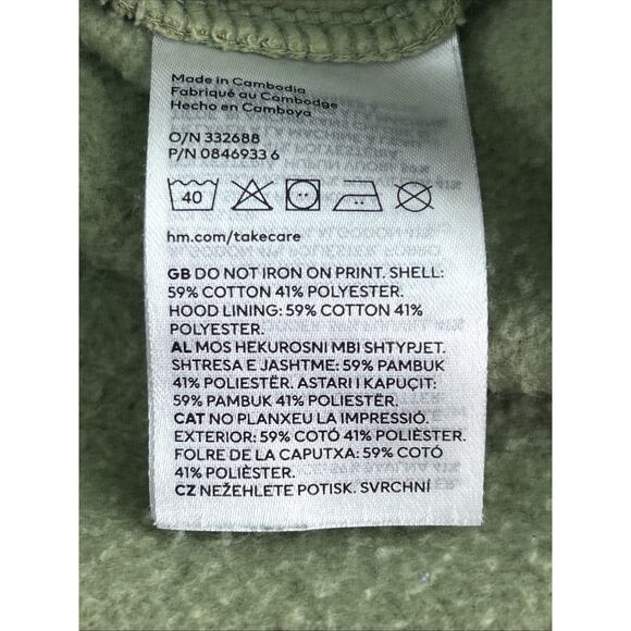 H&M Tom & Jerry Graphic Embroidered Green Hoodie Mens Size Small - Picture 8 of 11